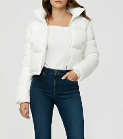 Luna White Cropped Puffer Jacket