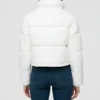 Luna White Cropped Puffer Jacket Back