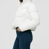 Luna White Cropped Puffer Jacket Side Look