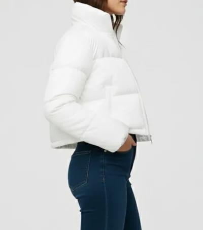 Luna White Cropped Puffer Jacket on Sale