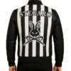 Retro Striped Black Leather Jacket Back