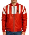 Retro Striped Leather Jacket