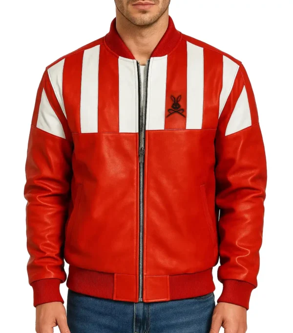 Retro Striped Leather Jacket