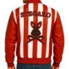 Retro Striped Leather Jacket Back