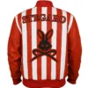 Retro Striped Leather Jacket Back Look