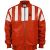 Retro Striped Leather Jacket Front