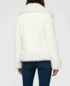 Sienna White PU Fur Trim Shearling Jacket Back