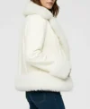 Sienna White PU Fur Trim Shearling Jacket Side Look