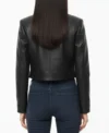 Amelia Black Cropped Buttoned Leather Jacket Back