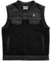 Battalion Skull biker Leather Black Vest