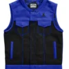 Battalion Skull biker Leather Blue Vest
