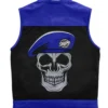 Battalion Skull biker Leather Blue Vest Back