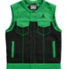 Battalion Skull biker Leather Green Vest