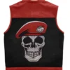 Battalion Skull biker Leather Red Vest Back