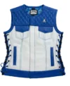 Squadron Eagle Blue and White Leather Biker Vest