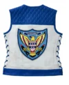 Squadron Eagle Blue and White Leather Biker Vest Back