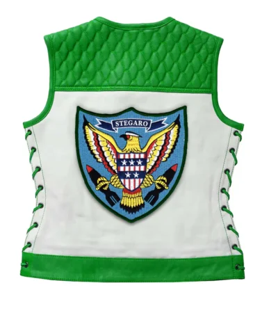 Squadron Eagle Green and White Leather Vest
