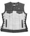 Squadron Eagle Grey And White Biker Leather Vest