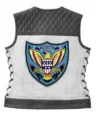 Squadron Eagle Grey And White Biker Leather Vest Back