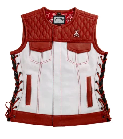 Squadron Eagle Red Moto Leather Vest