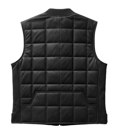 Alex Premium Black Leather Vest Back