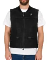Alex Premium Black Leather Vest Front
