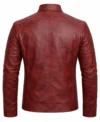 Buy Men's Red Quilted Cafe Racer Leather Jacket