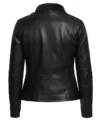 Buy Women's Black Cafe Racer Slim Fit Leather Jacket
