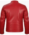Classic Men's Cafe Racer Genuine Leather Jacket Red back view