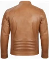 Classic Men's Cafe Racer Genuine Leather Jacket brown back view