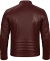 Classic Men's Cafe Racer Genuine Leather Jacket burgandy back view