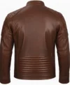 Classic Men's Cafe Racer Genuine Leather Jacket light brown back view