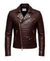 Crocodile Pattern Leather Moto Jacket