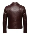 Crocodile Pattern Leather Moto Jacket Back
