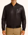 Dax Black Leather Bomber Jacket