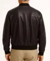 Dax Black Leather Bomber Jacket Back