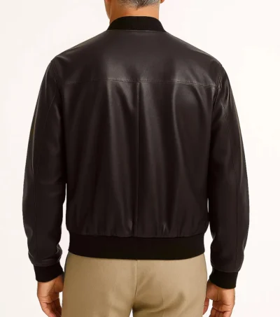 Dax Black Leather Bomber Jacket Back