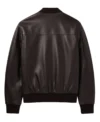 Dax Black Leather Bomber Jacket Back Look