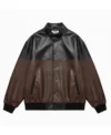 Dual Tone Leather Bomber Jacket