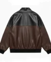 Dual Tone Leather Bomber Jacket Back