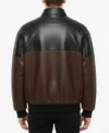 Dual Tone Leather Bomber Jacket Back Look