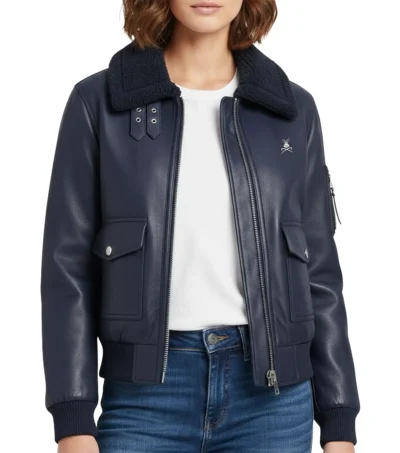 Elara Navy Flight Bomber Jacket