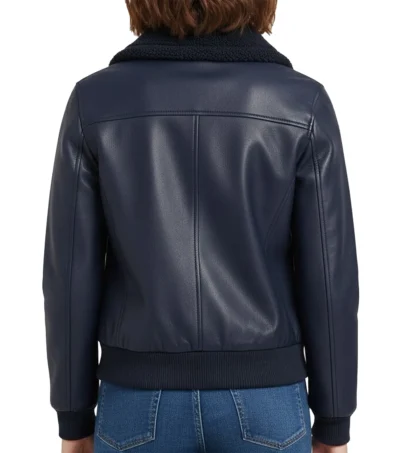 Elara Navy Flight Bomber Jacket Back Look