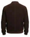 Liam Dark Brown Zipper Suede Leather Bomber Jacket back view