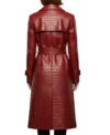 Maroon Croc-Embossed Leather Trench Coat Back