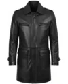 Men's Lambskin Leather Long Coat black
