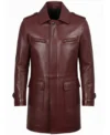 Men's Lambskin Leather Long Coat maroon