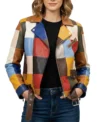 Multicolor Patchwork Leather Moto Jacket