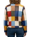 Multicolor Patchwork Leather Moto Jacket Back