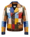 Multicolor Patchwork Leather Moto Jacket Front